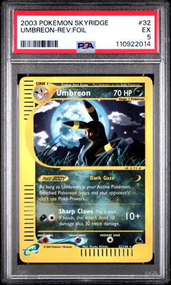 2003 POKEMON SKYRIDGE #32 UMBREON-REVERSE FOIL PSA 5 - Image 1