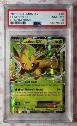 Leafeon EX 10/83 XY Generations Holo Rare Pokemon - PSA 8 - Image 1