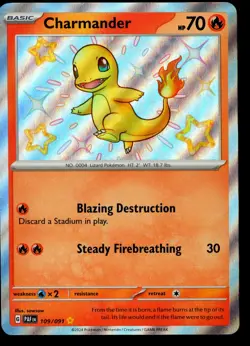 Pokemon TCG Paldean Fates Charmander 109/091 Holo Shiny Rare Baby Shiny NM - Image 1