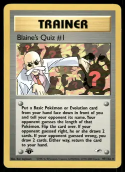 Pokemon Cards Blaine's Quiz #1 97/132 1ST EDITION Gym Heroes WOTC Rare NM - Image 1
