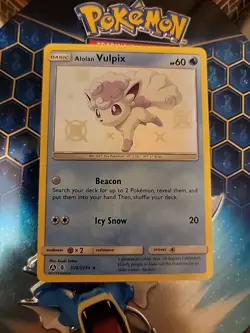 Pokemon TCG Alolan Vulpix Hidden Fates SV8/SV94 Holo Baby Shiny Holo Rare - Image 1