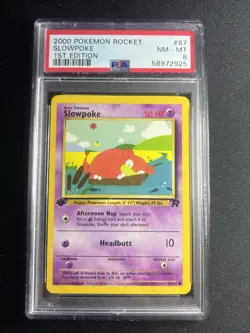 Pokemon TCG Team Rocket 1st Edition Slowpoke 67/82 PSA 8 NM-MT - Image 1