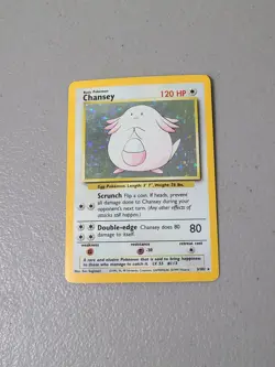 Pokemon Chansey 3/102 Base Set Unlimited Holo Rare - MP - Image 1