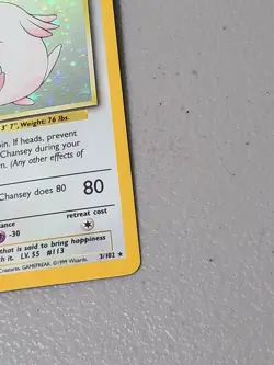 Pokemon Chansey 3/102 Base Set Unlimited Holo Rare - MP - Image 5