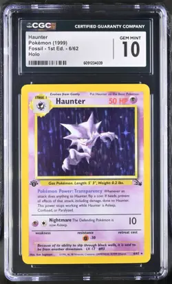 CGC 10 GEM MINT Haunter 1999 Fossil 1st Edition 6/62 Holo Pokemon Card - Image 1