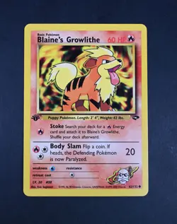NM Blaine's Growlithe 1st Edition 62/132 Reg. Gym Challenge (G2) Pokemon Card - Image 1