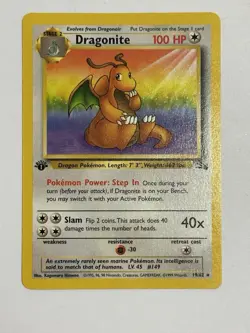 1999 Pokemon Fossil Dragonite 19/62 Rare NON-HOLO WOTC Near Mint Vintage - Image 1