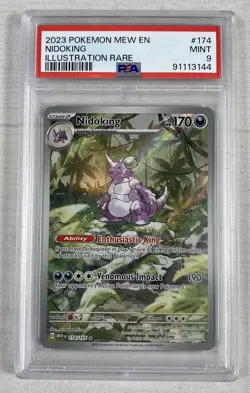 PSA MINT 9 Nidoking IR 174/165 Illustration Rare Pokemon 151 English Graded - Image 1