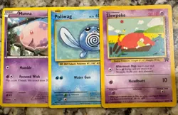 Slowpoke /Poliwag/Munna Pokemon Card Common NM - Image 1