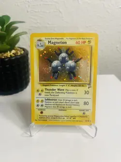 Pokemon TCG Magneton 9/130 Base Set 2 Holo Unlimited Holo Rare Vintage 1999 LP * - Image 1
