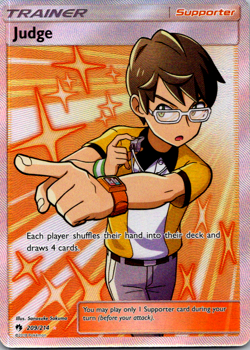 Judge Full Art Pokemon TCG 209/214 Sun & Moon Lost Thunder Ultra Rare Trainer NM - Image 1