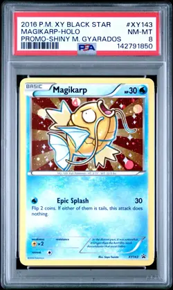 2016 Pokemon Xy Black Star Promo Magikarp Holo Shiny M. Gyarados PSA 8 #XY143 - Image 1
