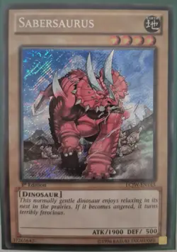 YuGiOh Sabersaurus Secret Rare 1st Edition LCJW-EN143 - Image 1