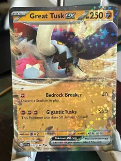 POKEMON GREAT TUSK EX 123/198 DOUBLE RARE HOLOFOIL SCARLET & VIOLET BASE NM CARD - Image 1