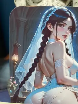 1/1 Only 1 Made Wednesday Addams Wedding Dress Southern Customs Waifu Card - Image 2
