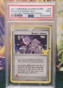 2021 Pokemon Celebrations Rocket's Admin Holo Foil #86 PSA 9 Mint Graded Card - Image 1
