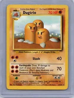 Dugtrio 💎 19/102 Rare Base Set Pokemon Card - MP - Image 1