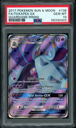 2017 Pokemon Guardians Rising Toxapex GX Full Art #136 PSA 10 GEM MINT LOW POP - Image 1