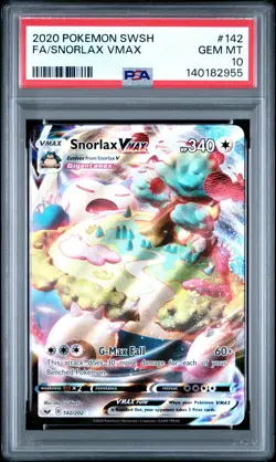 2020 POKEMON SWORD & SHIELD #142 FULL ART/SNORLAX VMAX PSA 10 - Image 1