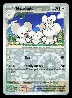 Maushold 074/091 Paldean Fates NM Reverse Holo Pokemon Card TCG - Image 1