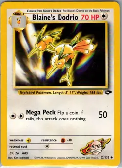 Blaine's Dodrio 32/132 Non Holo Gym Challenge - Pokemon Card - NM - Image 1