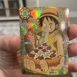 One Piece Luffy Eating Pizza Anime Manga SSR RARE Mint Holo Trading Card CCG TCH - Image 2