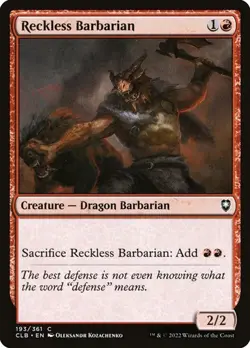 NM Reckless Barbarian, MTG, Baldur's Gate, Magic the Gathering, 193 - Image 1