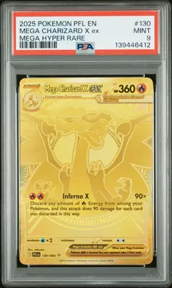 2025 POKEMON PFL EN-PHANTASMAL FLAMES MEGA HYPER RARE MEGA CHARIZARD X EX PSA 9 - Image 1