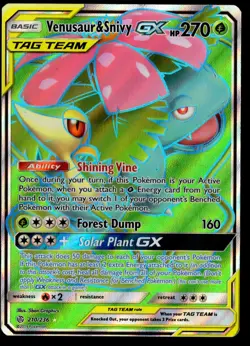 Pokemon Venusaur & Snivy GX Full Art Holo 210/236 Sm-Cosmic Eclipse TCG MP - Image 1