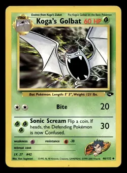 Koga's Golbat 46/132 Uncommon Gym Challenge WOTC Pokemon LP - Image 1