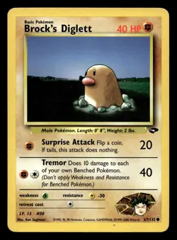 Brock's Diglett 67/132 Common Gym Challenge WOTC Pokemon MP - Image 1