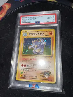 Pokemon Japanese Brock's Rhydon Leaders' Stadium 1998 Holo PSA 10 - Image 1