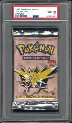 PSA 10 - 1999 WOTC Pokemon Fossil 1st Edition Zapdos Pack GEM MINT! - Image 1