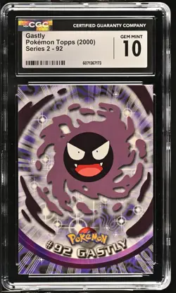 CGC 10 GEM MINT Gastly 2000 Series 2 Topps 92 Pokemon Card - Image 1