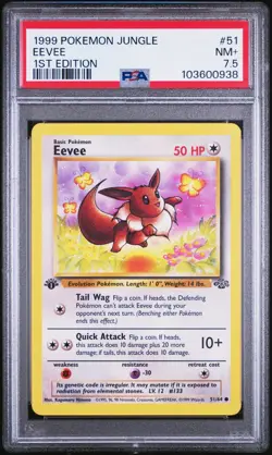 1999 Pokemon Jungle Eevee 1st Edition #51/64 PSA 7 NM WOTC Vintage TCG POP #5 - Image 1
