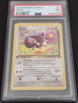 1999 Pokemon Jungle Eevee 1st Edition #51/64 PSA 7 NM WOTC Vintage TCG POP #5 - Image 3