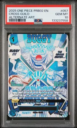 2025 ONE PIECE OP09-057 PRB02 #057 CROSS GUILD EVENT ALT ART BUGGY PSA 10 - Image 1
