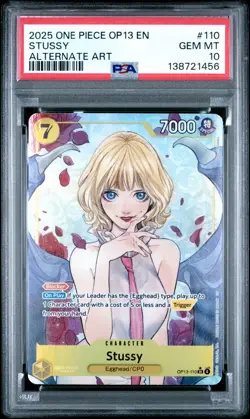 2025 ONE PIECE OP13 110 CARRYING ON HIS WILL STUSSY ALT ART PSA 10 GEM MINT - Image 1