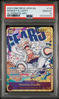 2023 ONE PIECE OP05 119 MONKEY D LUFFY GEAR 5 NIKA SEC ALT ART ENGLISH PSA 10 - Image 1