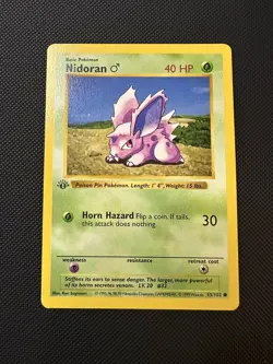 Nidoran Male 1st Edition Shadowless Pokemon Card Base Set 55/102 - LP! 🔥 - Image 1