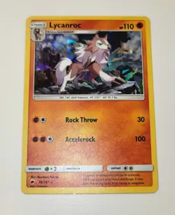 Lycanroc 76/147 Burning Shadows Cracked Ice Holo Rare Pokemon Card LP - Image 2