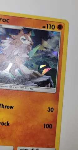 Lycanroc 76/147 Burning Shadows Cracked Ice Holo Rare Pokemon Card LP - Image 3