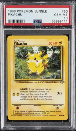 1999 POKEMON JUNGLE #60 PIKACHU PSA 10 - Image 1