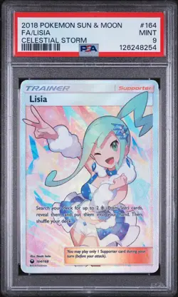 2018 POKEMON SUN & MOON CELESTIAL STORM #164 FULL ART/LISIA PSA 9 - Image 1