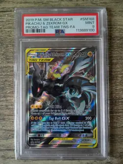 Pikachu & Zekrom GX SM168 Promo Pokemon Card PSA 9 - Image 1