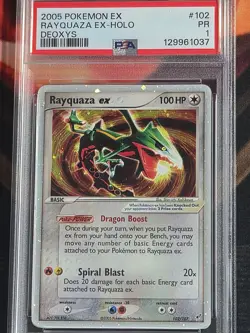 Pokemon 2005 Rayquaza EX Holo Card 102/107 - Graded PSA 1 - Image 1