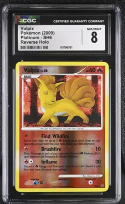 CGC 8 Vulpix 2009 Platinum SH6 Reverse Holo Pokemon Card - Image 1
