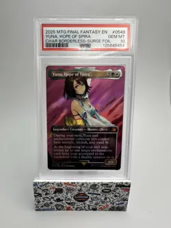2025 MTG FINAL FANTASY BORDERLESS-SURGE FOIL YUNA HOPE OF SPIRA PSA 10 - Image 1