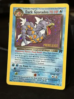 Pokemon TCG Dark Gyarados 8/82 Team Rocket Prerelease Holo Rare *creased* - Image 1