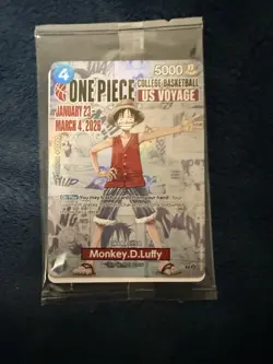 ONE PIECE COLLEGE BASKETBALL US VOYAGE CARD, MONKEY D.LUFFY GONZAGA-MINT SEALED - Image 1